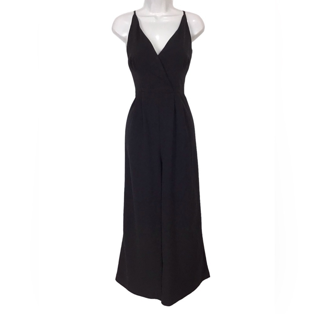 Anthropologie Hutch Black V Neck Wide Leg Jumpsuit Size 2